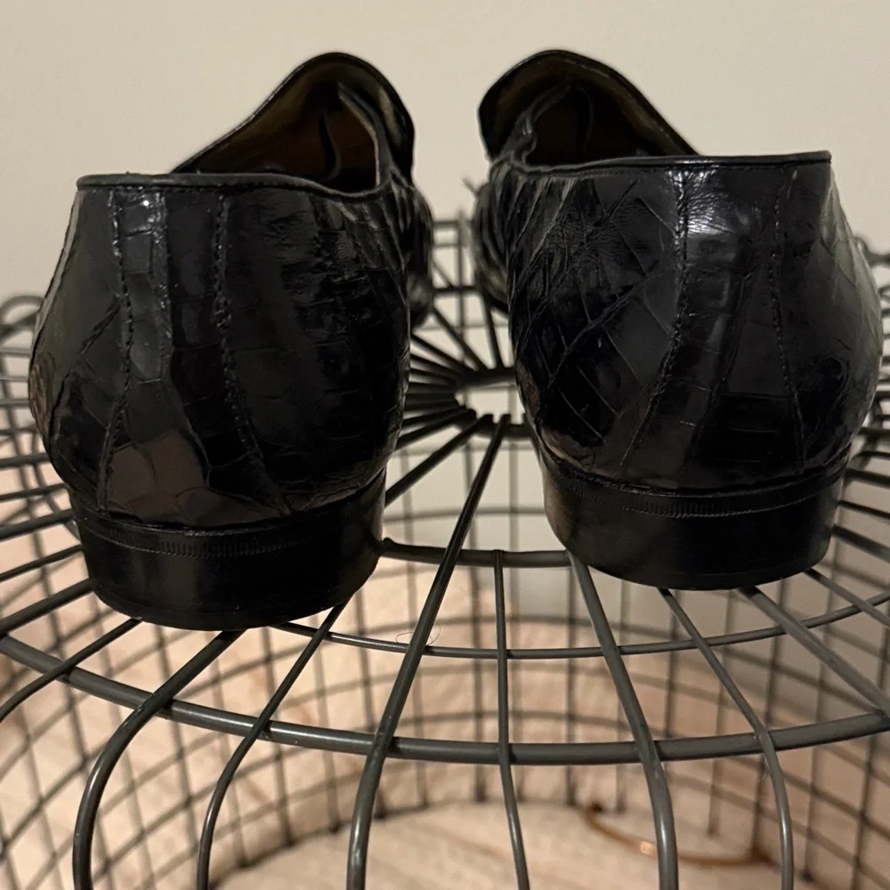 Bruno Magli Glossy Black Croc-Embossed Loafers - Picture 3 of 6